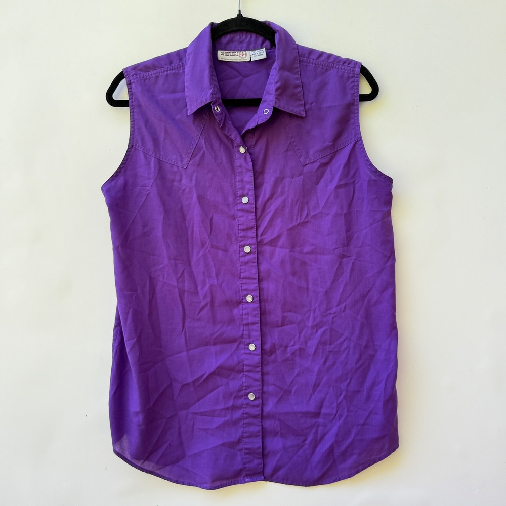 Sheplers‎ Womens 14 Vintage Purple Western Sleeveless Shirt Top Rodeo Cowgirl
